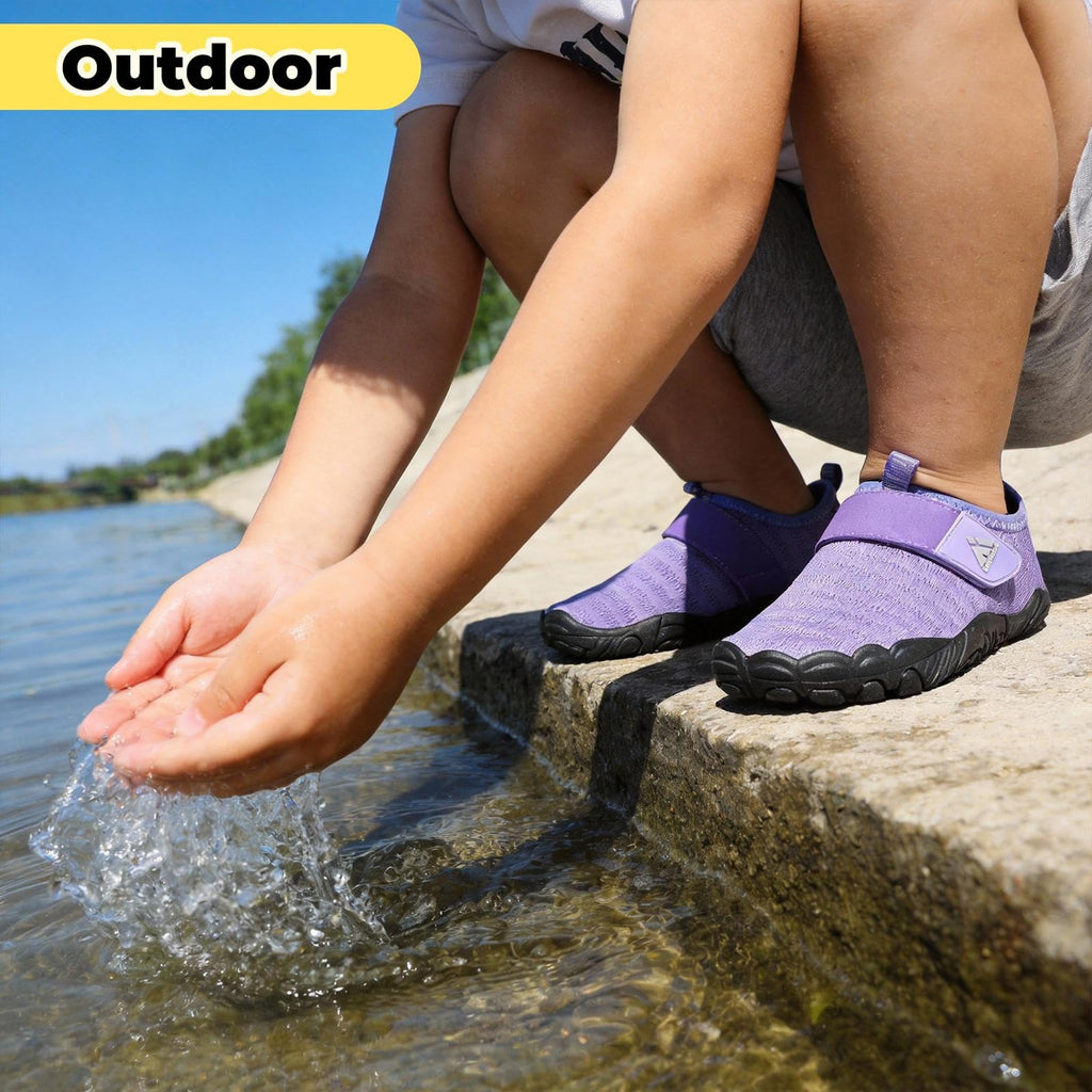 Mishansha Kids Water Shoes Quick-Dry Wide Toe Box Non-Slip Barefoot Shoes Beach Pool Swim Shoes Purple 2 Big Kid