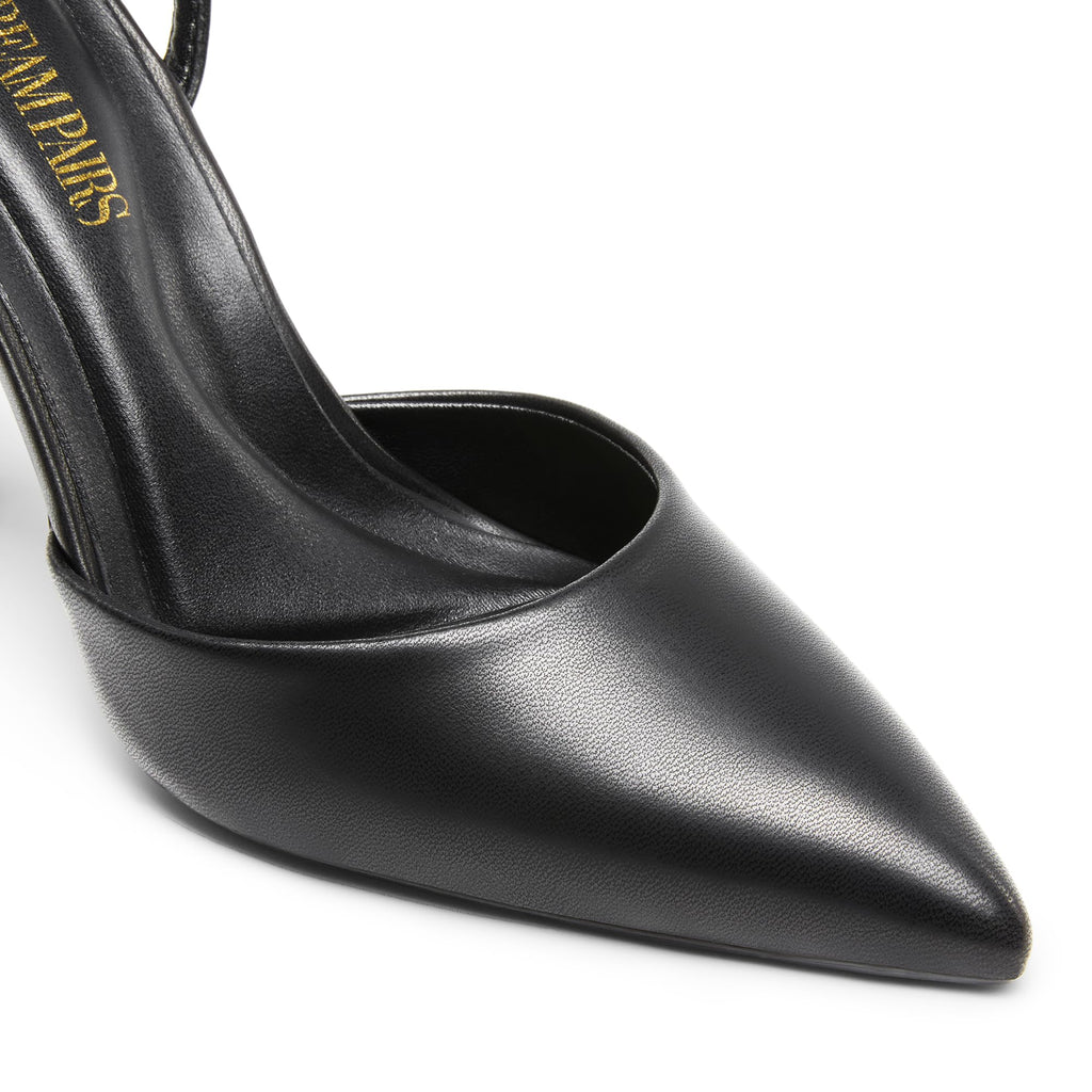 DREAM PAIRS High Heels for Women Closed Pointed Toe Dress Shoes for Women Ankle Strap Stiletto Heel Party Wedding Sexy Pump Shoes,Size 6,Black-Pu,SDPU2496W