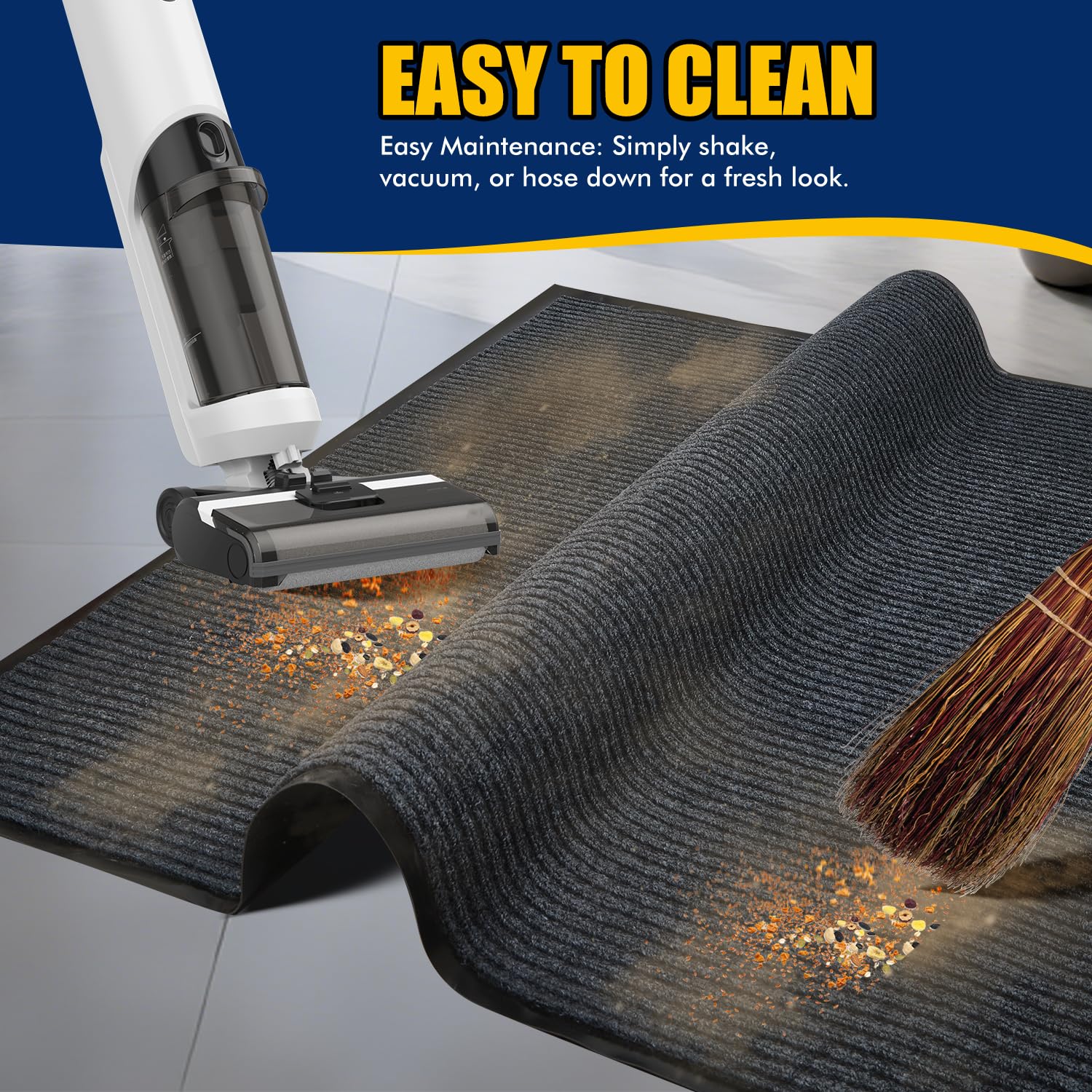 Entrance Mat for Home or Office - 3 x 5 Feet, Carpeted Indoor/Outdoor Entry Mat - Absorbent, Slip Resistant, Heavy Duty, Low-Profile, Easy to Clean, Rubber Entry Mat - Charcoal