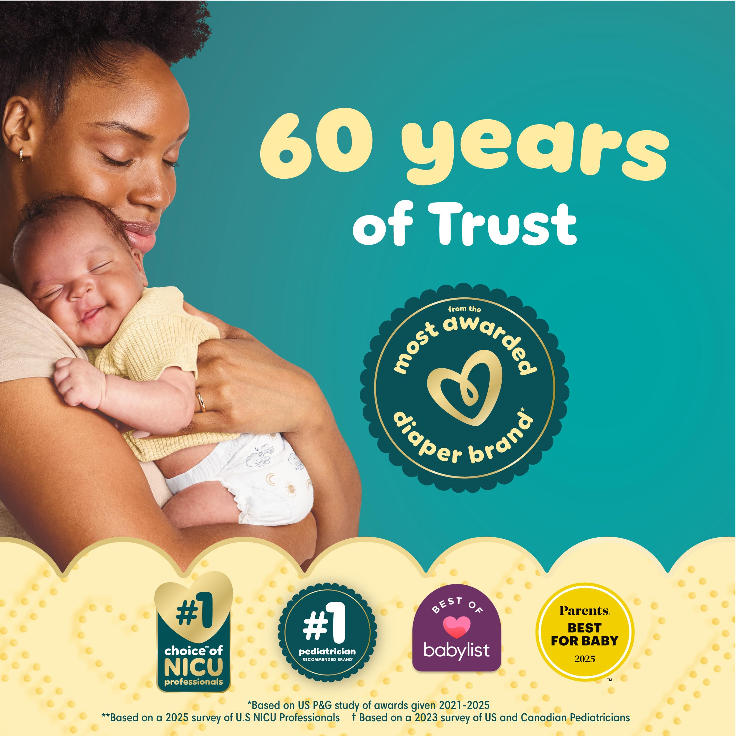 Pampers Swaddlers Diapers, Size 4 (15-34 lbs), 150 Count, Absorbent, Keeps Baby Dry and Comfortable, Skin Safe Disposable Baby Diaper (Packaging May Vary)
