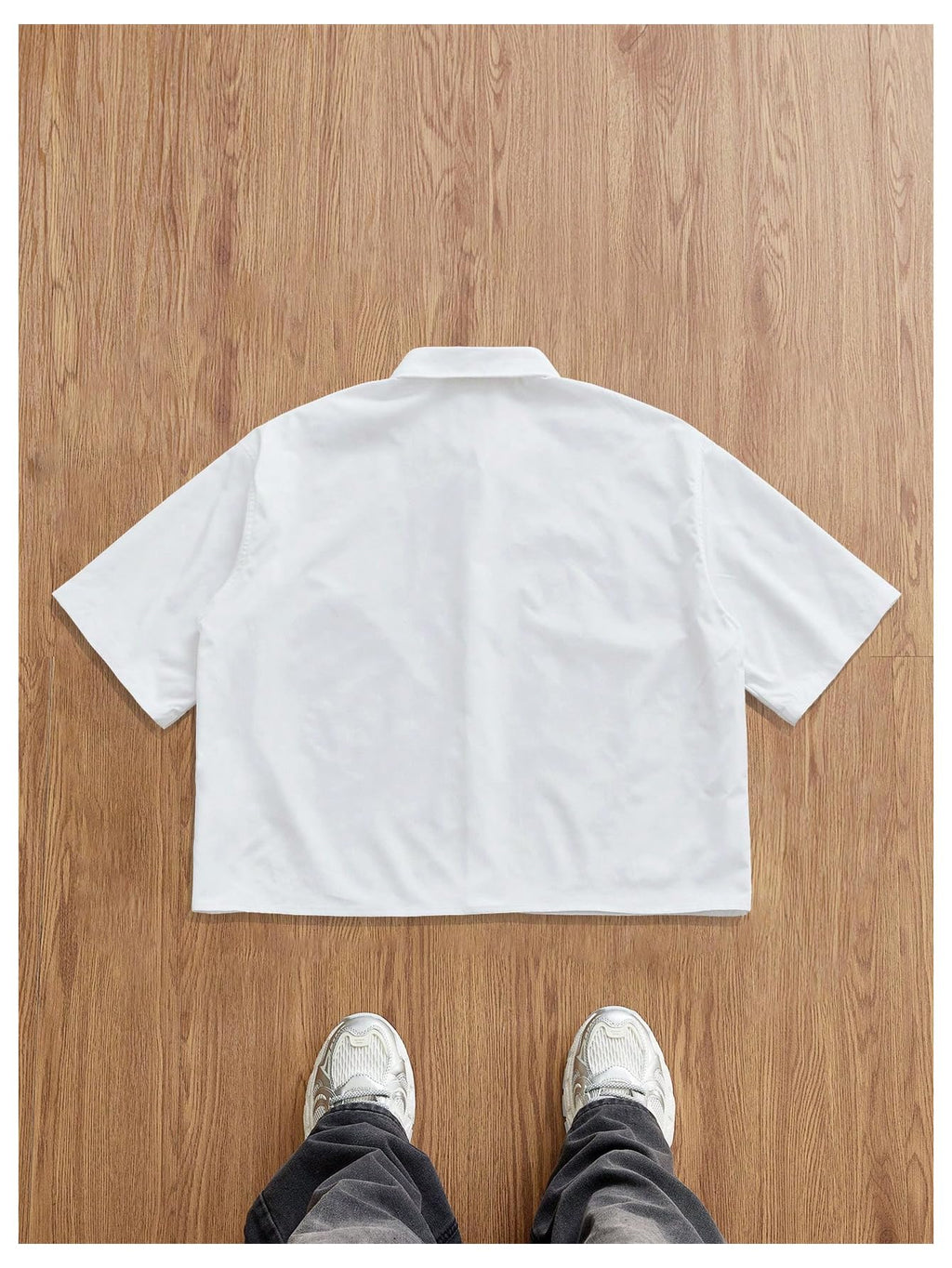 VIPWOLF Men's Oversized Cropped Shirts Button Down Short Sleeve Baggy Floral Beach Summer Shirt Crop Tops White Small