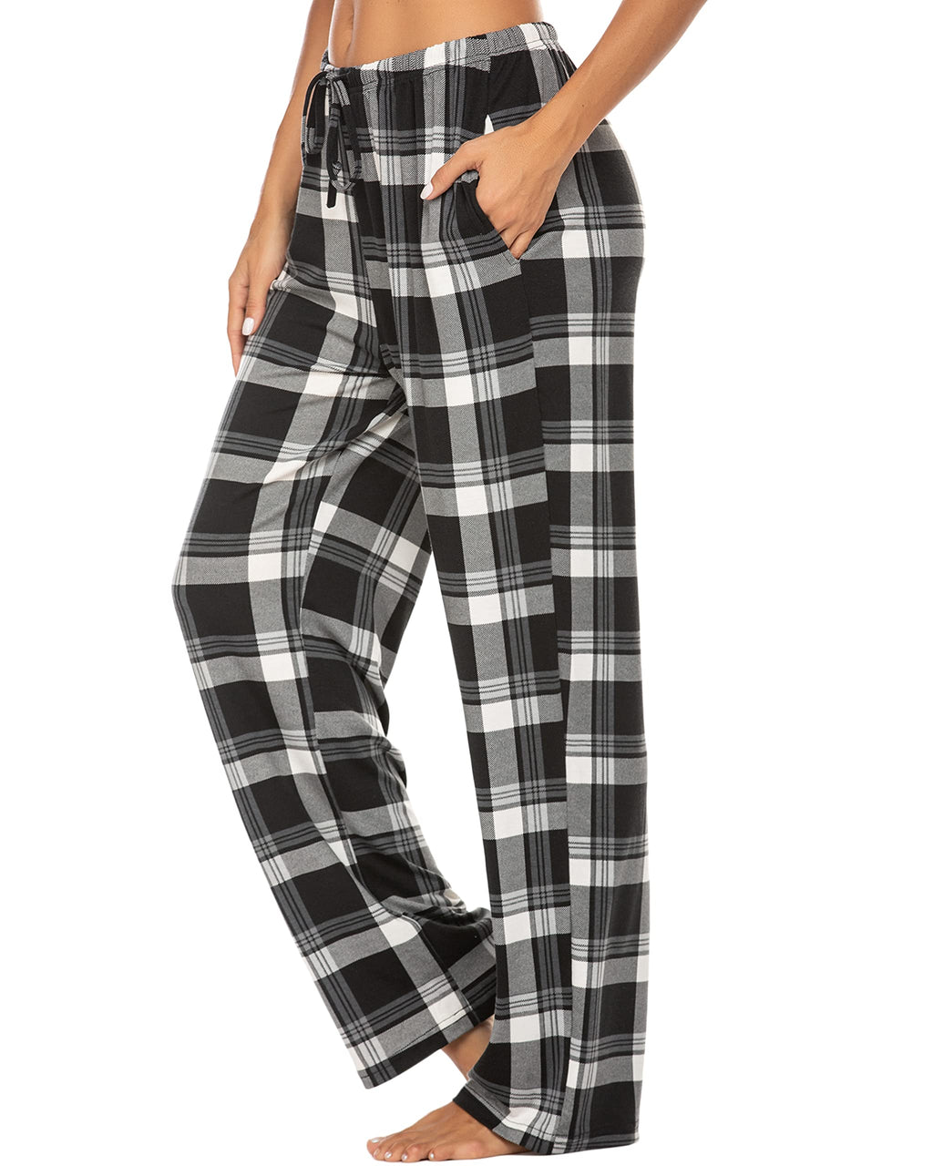 Ekouaer Womens 2 Pack Lounge Pants Comfy Pajama Pants Plaid Pajama Bottoms with Pockets Drawstring Pj Bottoms