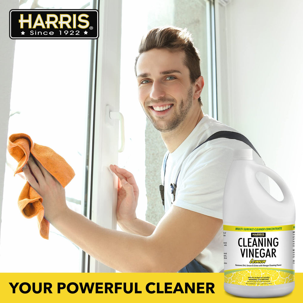 HARRIS Cleaning Vinegar All Purpose Household Multi-Surface Cleaner, 128oz (Lemon) with Easy Pour Funnel Included