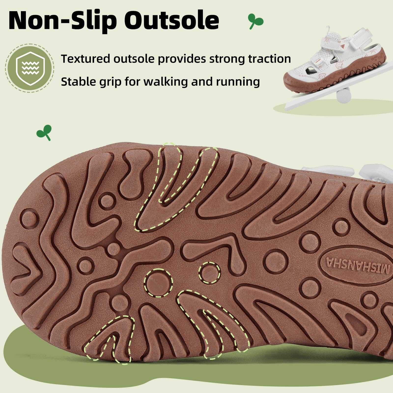 Mishansha Toddler Sandals Kids Walking Shoes Boys Girls Anti-Collision Breathable Sandals Toddler Adjustable Strap Non-Slip Outdoor Sneakers for Hiking Sports Trail Running White Little Kid 3.5