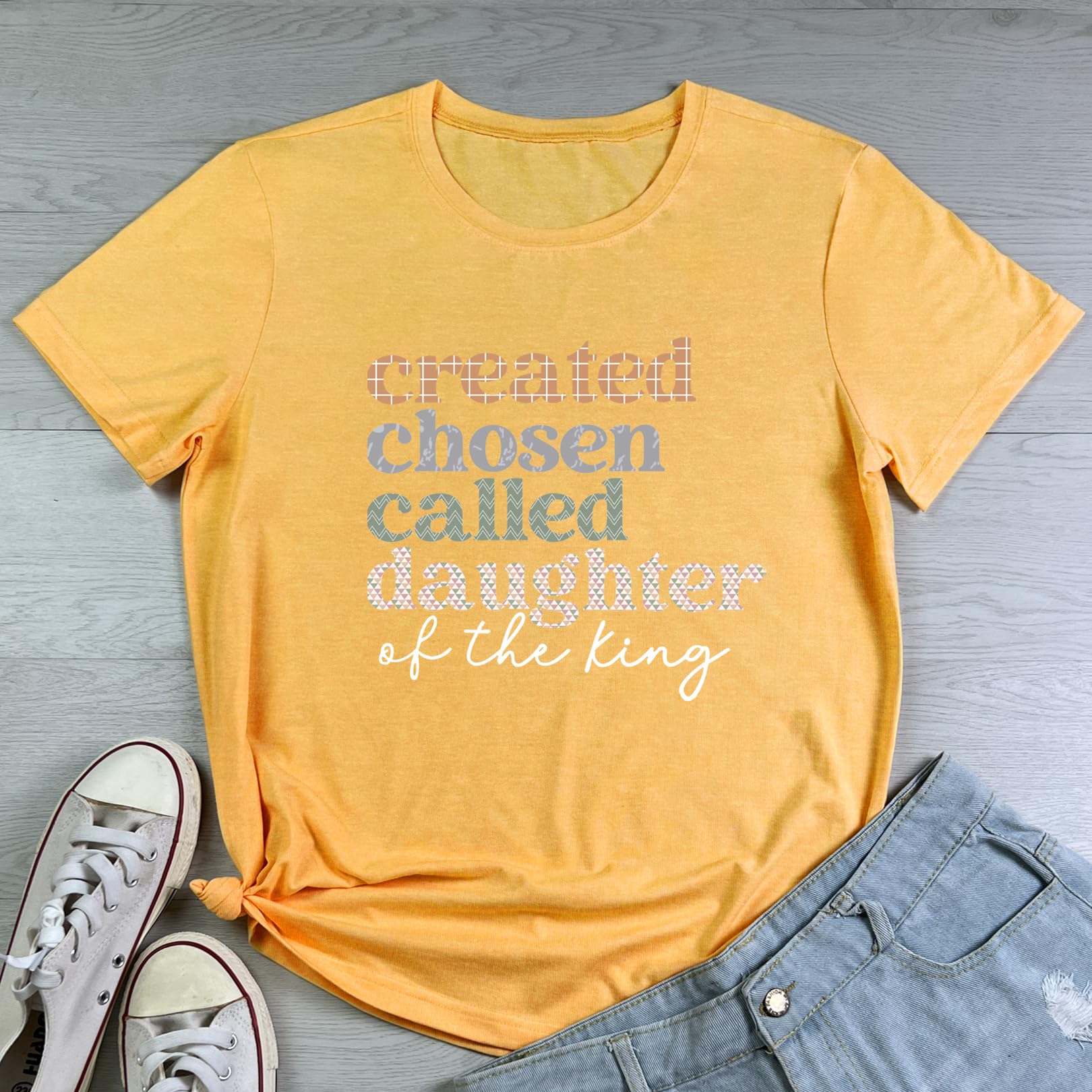 LOOKFACE Women Crewneck Casual Soft Tees Cute Graphic T Shirts Heather Yellow X-Large