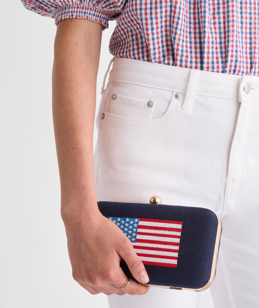 vineyard vines American Flag Minaudiere, Nautical Navy, OS