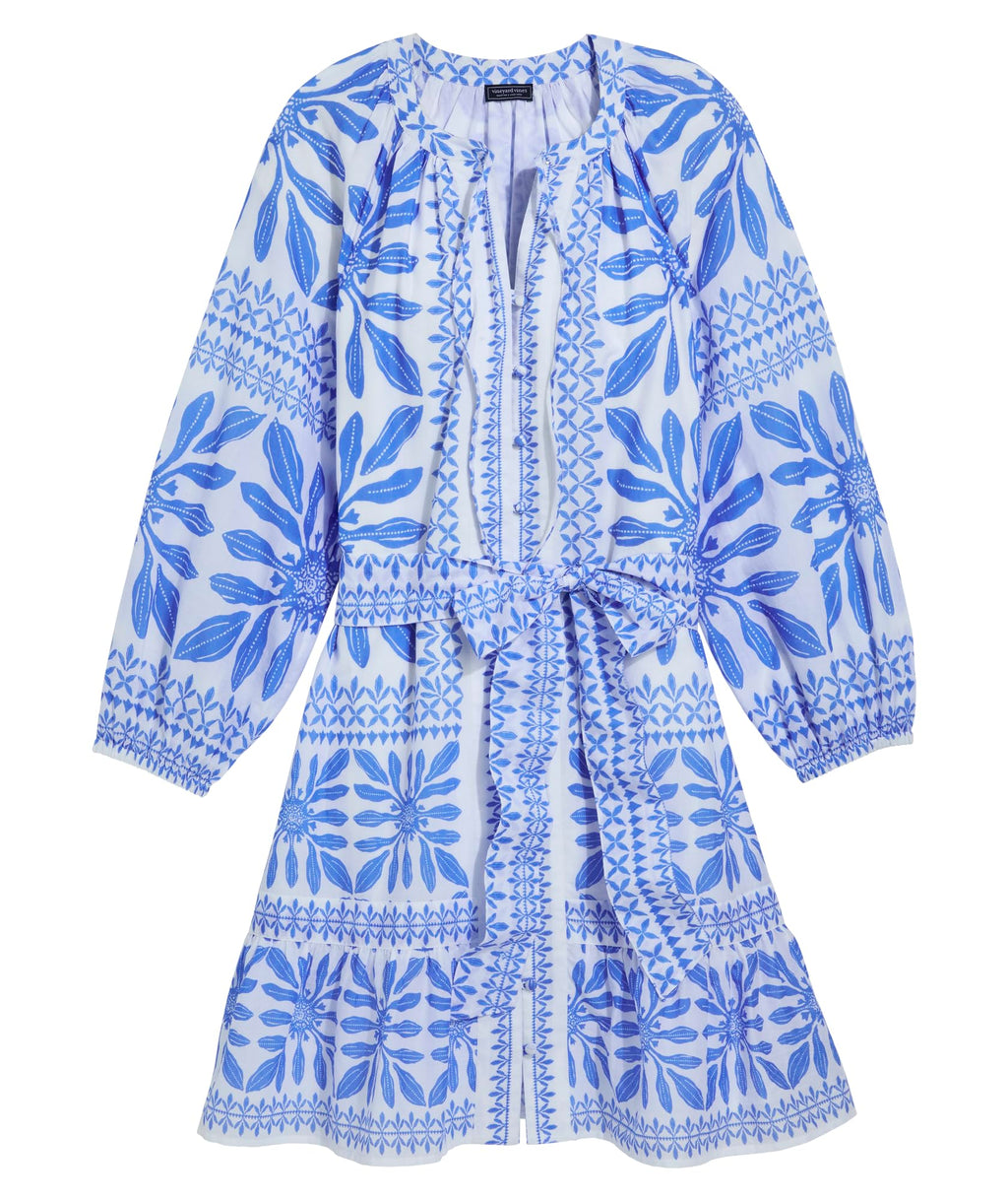 vineyard vines Lucy Mini Dress, Haven Tile Blue, S