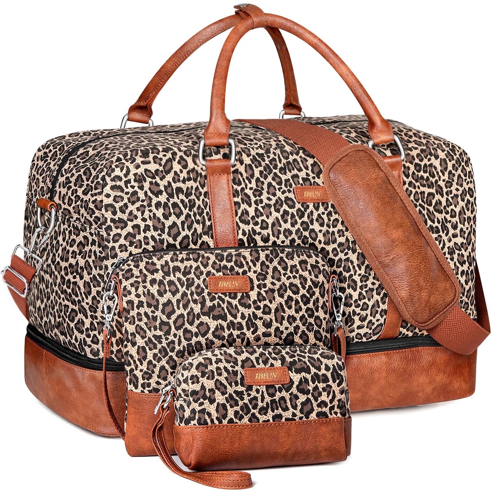 IBFUN Weekender Bags for Women, 21" Weekender Travel Bag, Travel Duffle Bag with Shoe Compartment Carry on Overnight Duffel Bag for Weekend Travel Business Trip, 3PCS