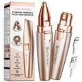 VG VOGCREST Eyebrow & Facial Trimmer: 2 in1 Rechargeable Facial Hair Removal & Eyebrow Shaver - Body Razor with Built-in LED Light (Rose Gold)