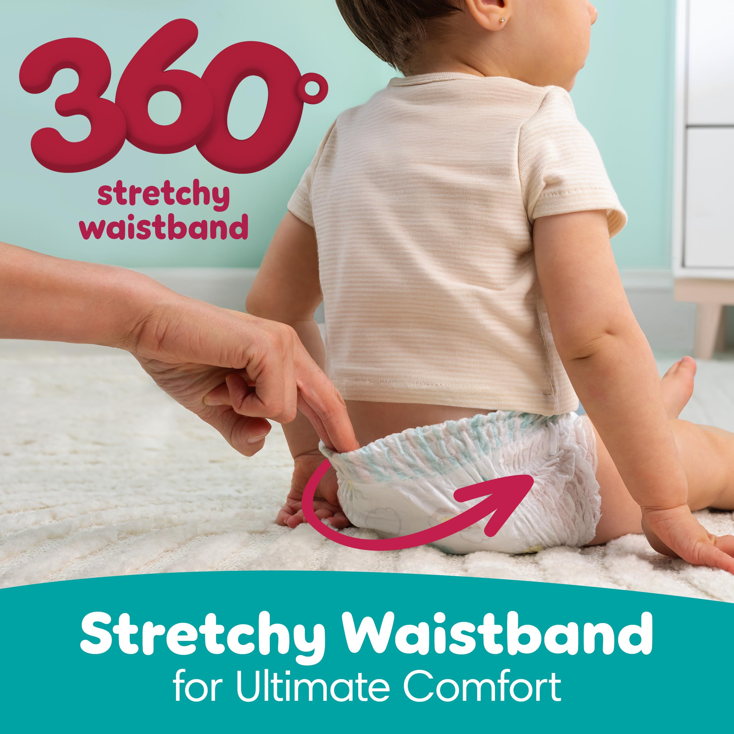 Pampers Diapers - Swaddlers 360° - Size 3, 70 Count, up to 100% Leakproof Comfy Dry Fit, Designed for Easy Changes, Pull On Baby Diaper (Packaging May Vary)