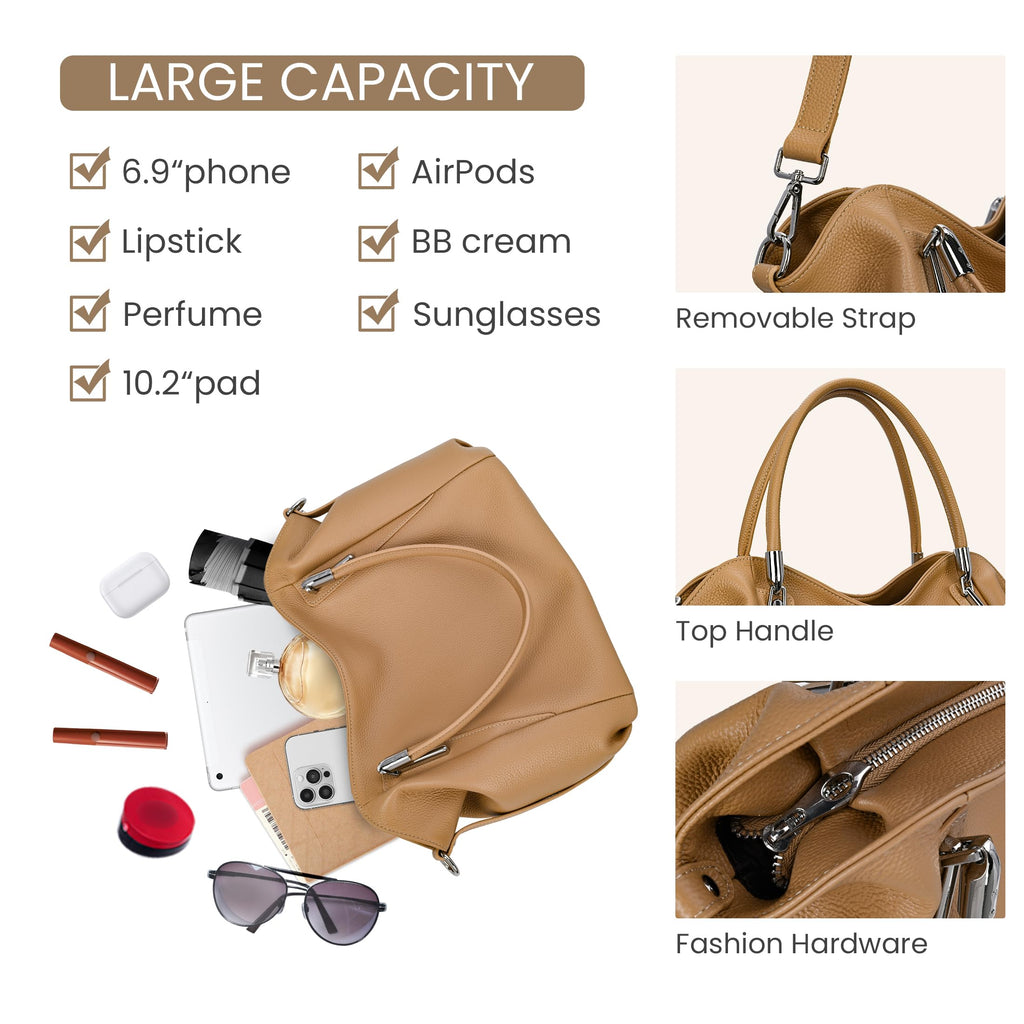 HESHE Leather Hobo Purses for Women Shoulder Bags Crossbody Purses(KI)