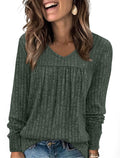 WIHOLL Fall Outfits for Women 2026 Long Sleeve Shirts for Women Dressy Casual Womens Boho Tops Trendy Sweaters Early Fall Fashion Clothing Old Money Clothes School Outfits for Teachers Green L