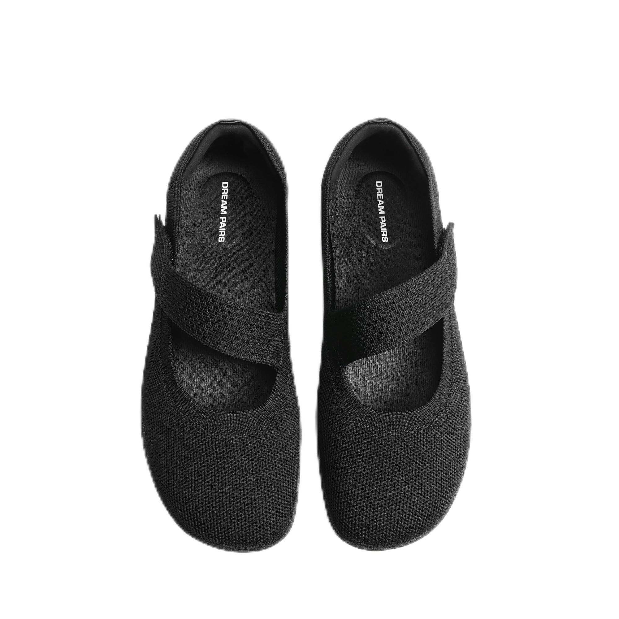 DREAM PAIRS Women's Mary Jane Ballet Flats Barefoot Knit Wide Toe Box Arch Support Flat Shoes for Women Dressy Casual Office Business Work Travel Walk,Size 6,Black,SDFA26004W