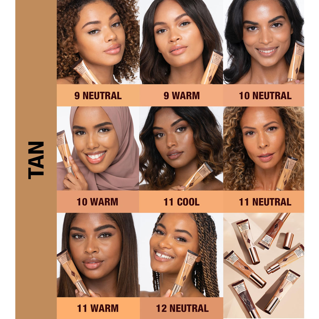 Charlotte Tilbury Beautiful Skin Medium Coverage Hydrating Foundation - Buildable Liquid Makeup for Instant Glow, Plumping Hydration & Lasting Skincare Benefits - 10 Warm