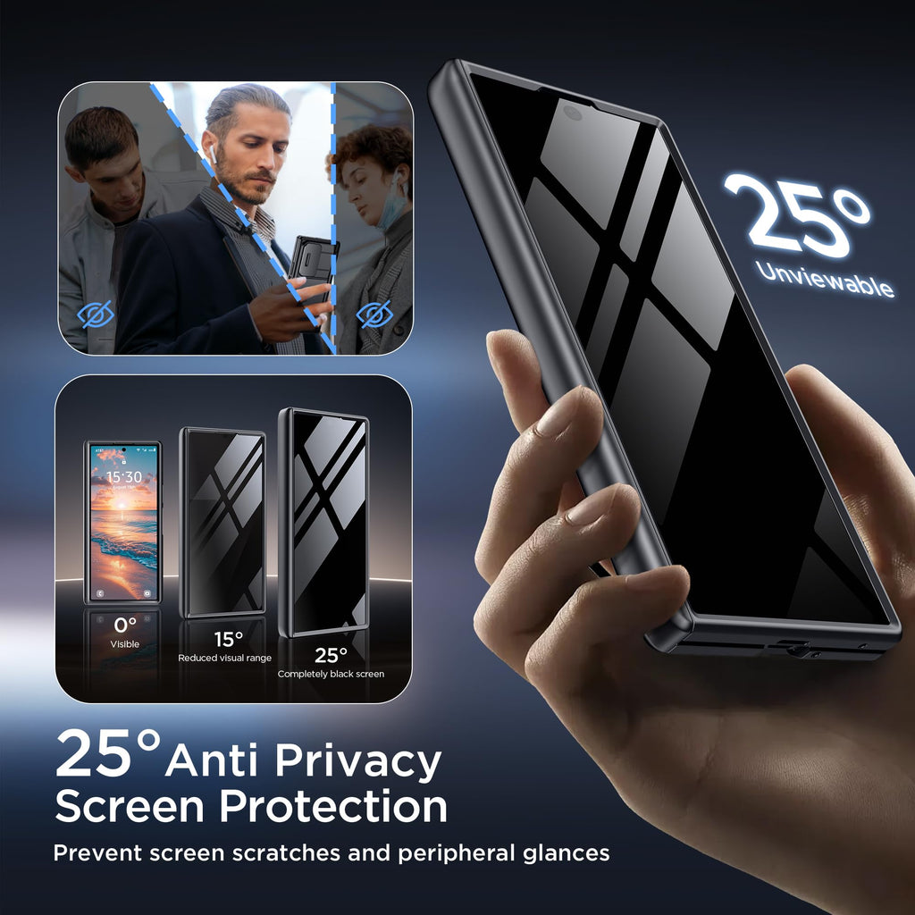 TONGATE Wallet for Z Fold 8 Ultra Case with Privacy Film & Stand, Black