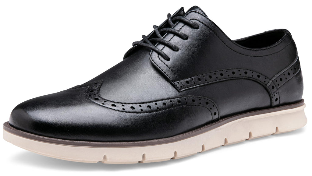 Jousen Mens Casual Shoes Brogue Simple Comfortable Casual Dress Shoes for Men(AMY9009B Black 9.5)