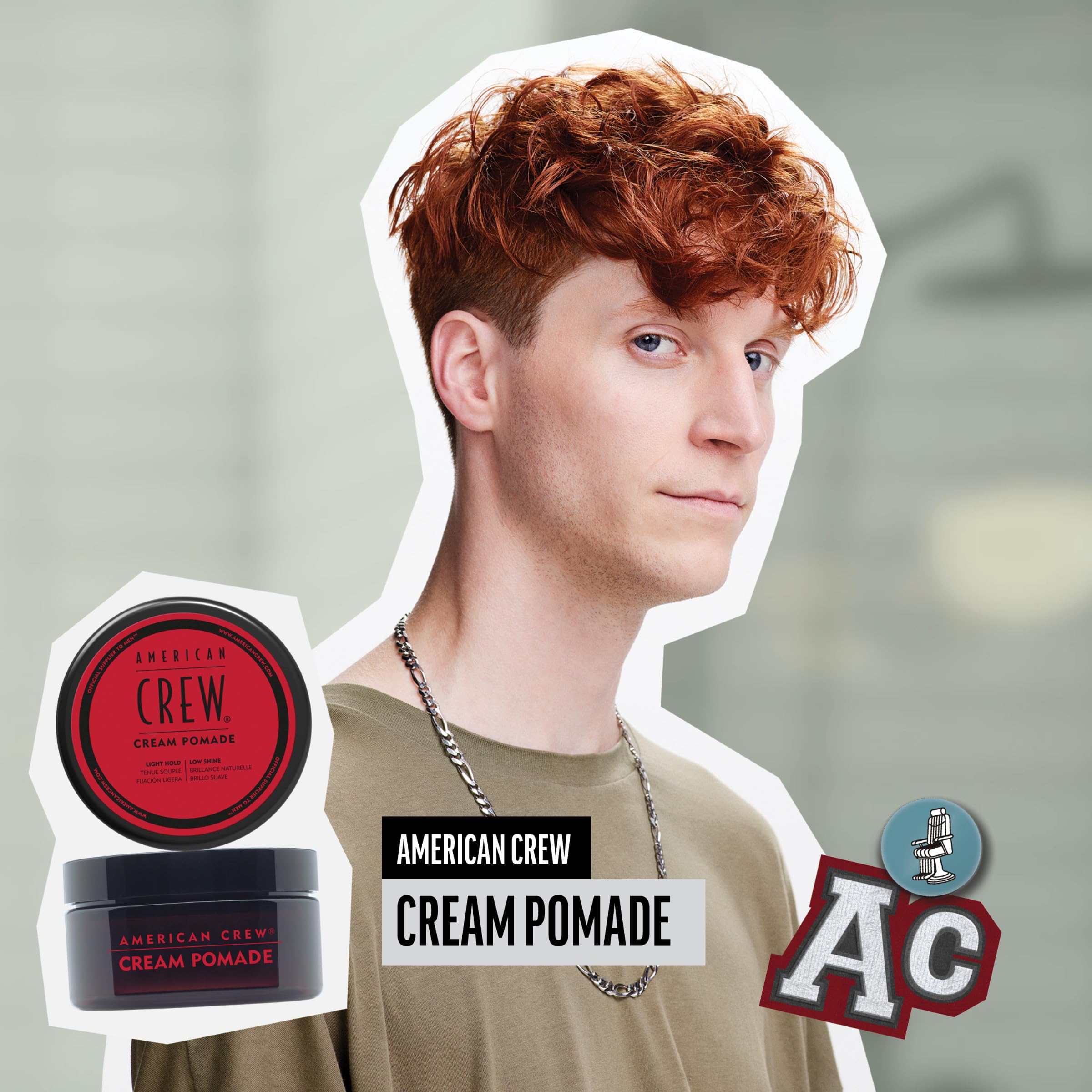 American Crew Men's Hair Cream Pomade, Like Styling Gel with Light Hold & Low Shine, 3 oz