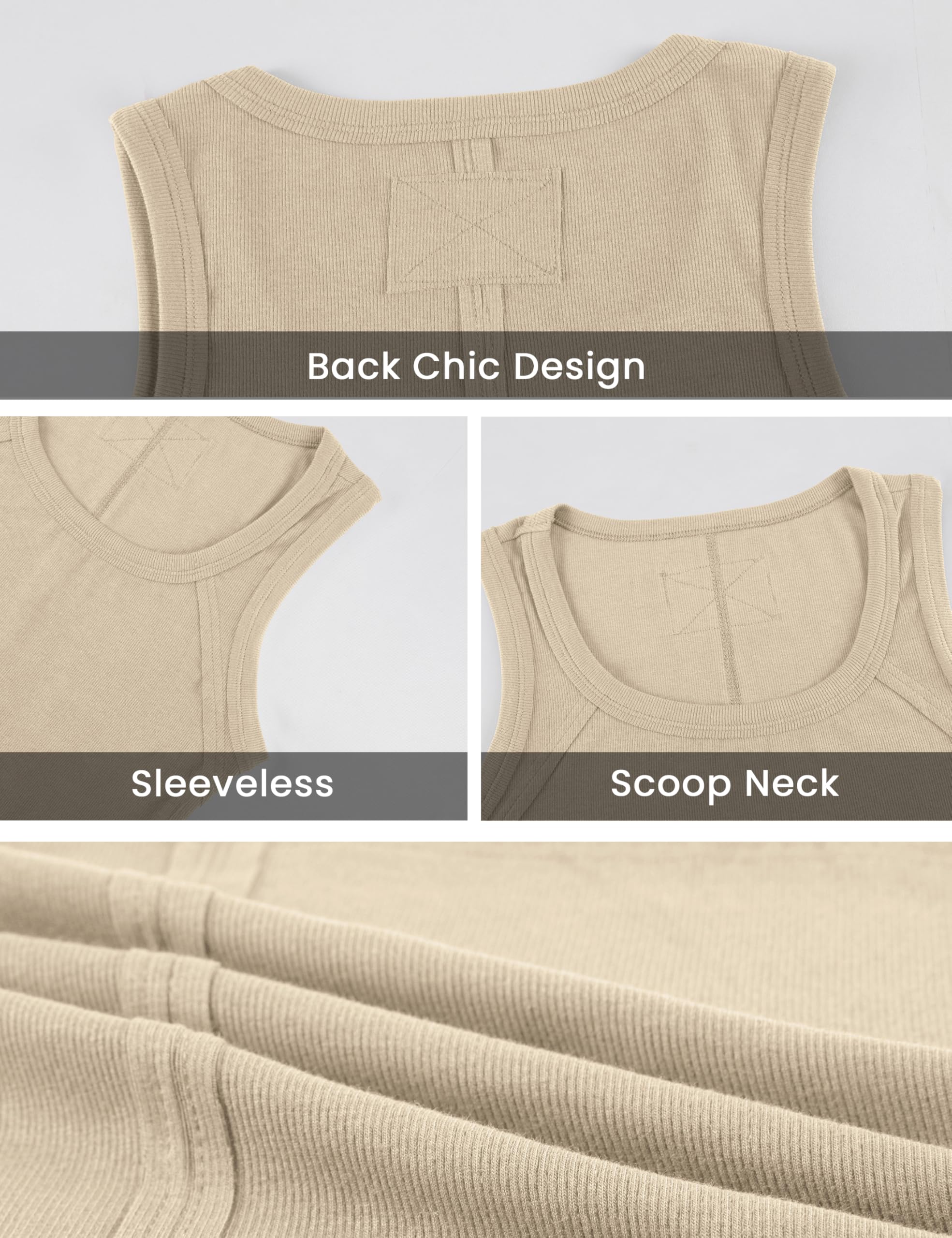 Springrain Women's Sleeveless Scoop Neck Ribbed Tank Tops Lightweight Fitted Cami Tee Shirts(Apricot-XS)