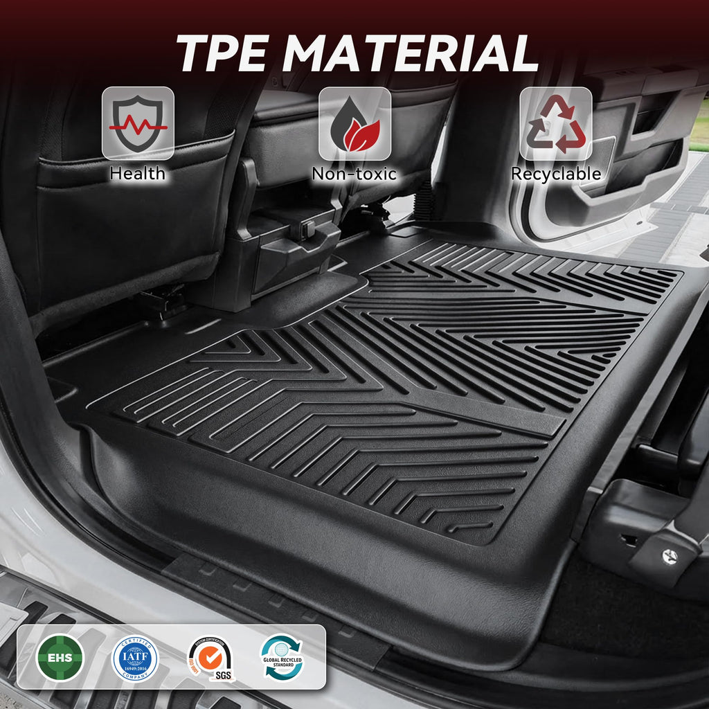 YITAMOTOR Floor Mats Fit for Ford F-150 2015-2026 & F150 Lightning 2022-2026 SuperCrew (Rear w/o U-Seat Flat Storage),TPE All Weather Truck mats, 1st & 2nd Row