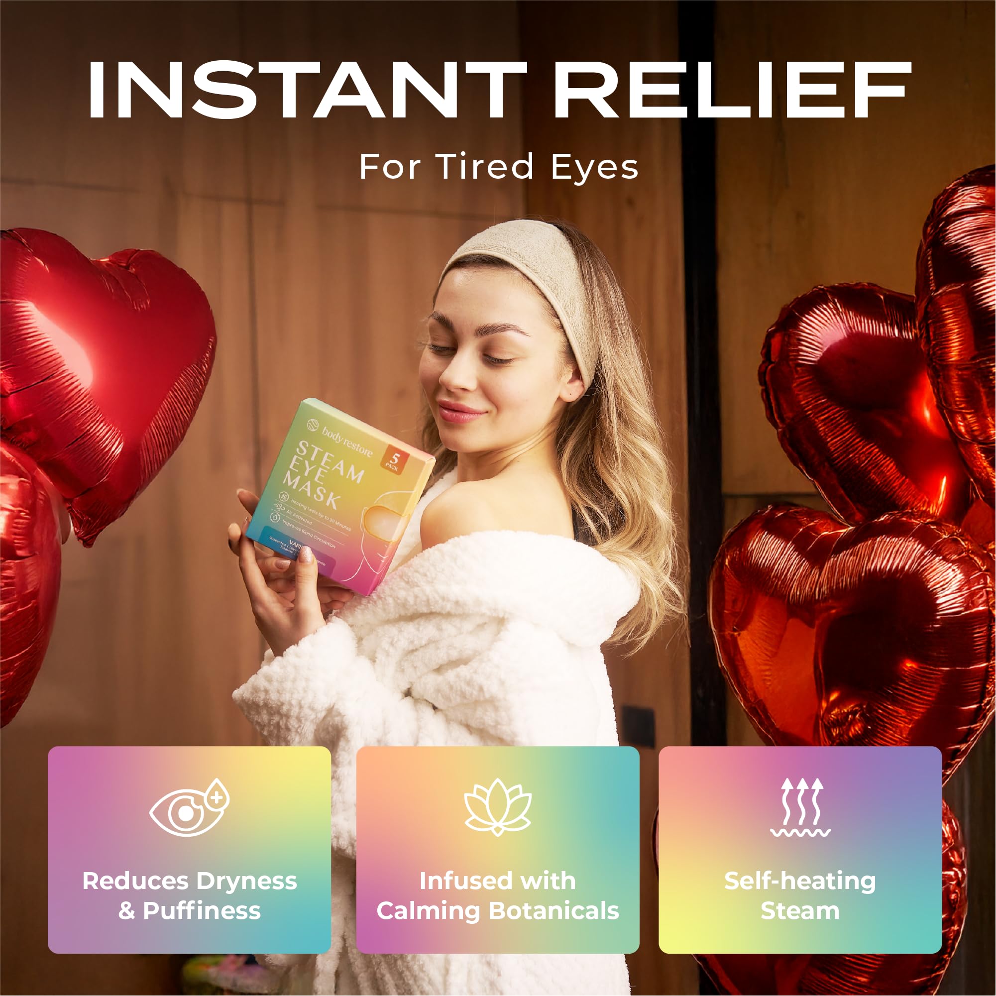 Body Restore Heated Eye Mask for Dry Eyes 30 Pack – Self Heating Warm Compress, Valentines Day Gifts for Her and Him, Birthday Gifts for Women and Men, Stye Eye Treatment, Relaxation – Variety