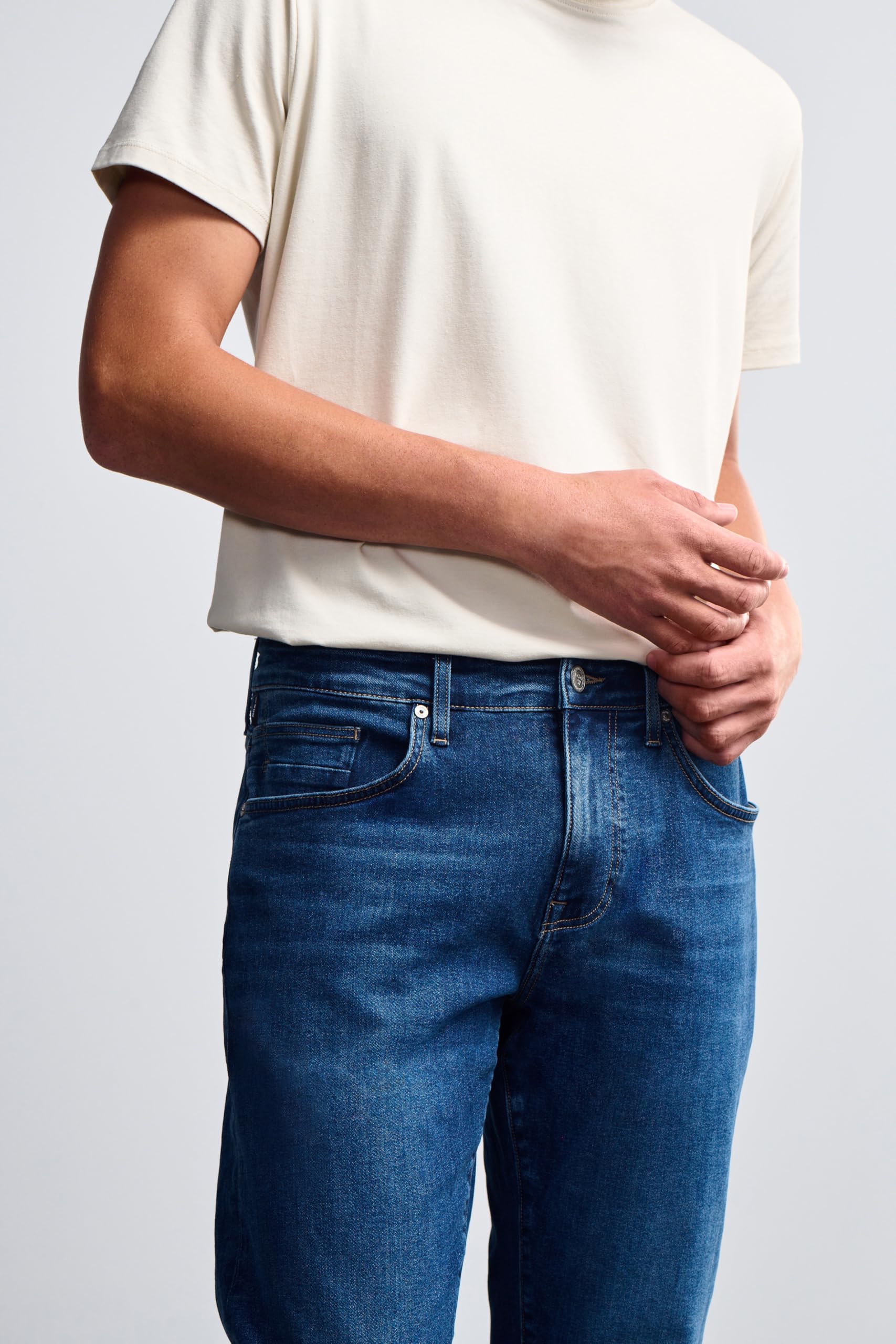 General Denim Works Ride Men's Regular Rise Slim Leg Jeans, Dark Brushed Denim, 34x30