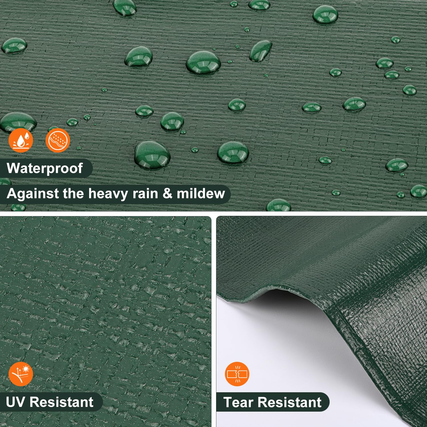 Patiobay Tarp 12x16 Feet, 20 Mil Large Waterproof Tarps Heavy Duty with Brass Grommets, Thick Plastic Tarp, UV Resistant Tear&Fade Resistant, Reinforced Edges for Outdoor Pool Car Camp Tent
