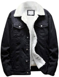 Springrain Men's Sherpa Fleece Lined Denim Jacket Warm Winter Trucker Jacket Cowboy Jean Jacket(ClassicBlack-XS)