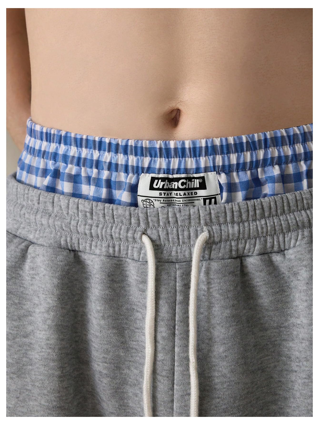 WDIRARA Men's Baggy Wide Leg Sweatpants Side Striped Patchwork Drawstring Track Pants with Pockets Grey Striped Medium