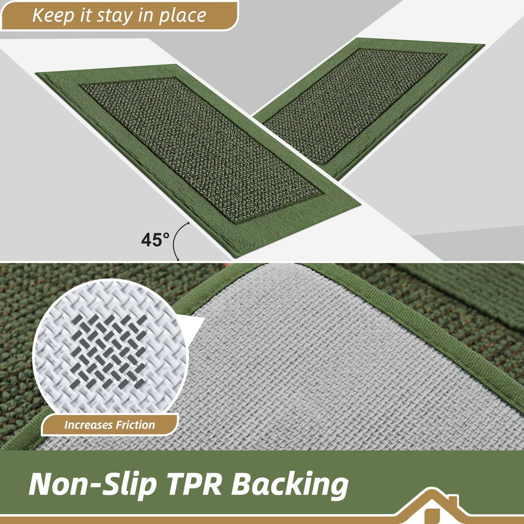 BEQHAUSE Indoor Door Mat 20" x 32", Dirt Trapper Door Mats Non-Slip Entryway Rugs Washable, Resist Dirt Absorbent Welcome Mat, Low Profile Floor Mats for Front Back Door and Entryway, Green