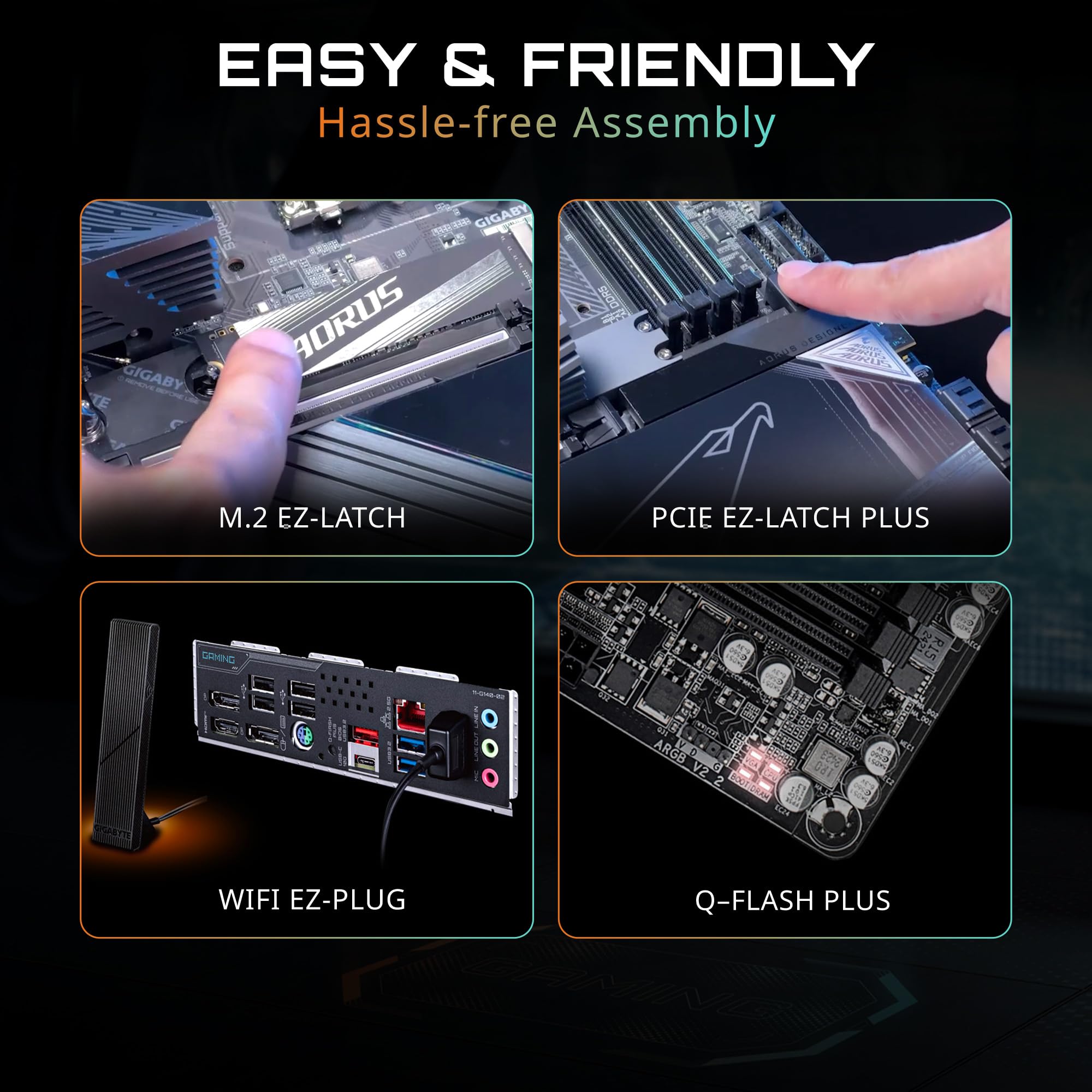 GIGABYTE B850 AORUS Elite WIFI7 ICE AMD AM5 ATX Motherboard, Support AMD Ryzen 9000/8000/7000 Series, DDR5, 14+2+2 Power Phase, 3X M.2, PCIe 5.0, USB-C, WIFI7, 2.5GbE LAN, EZ-Latch, 5-Year Warranty