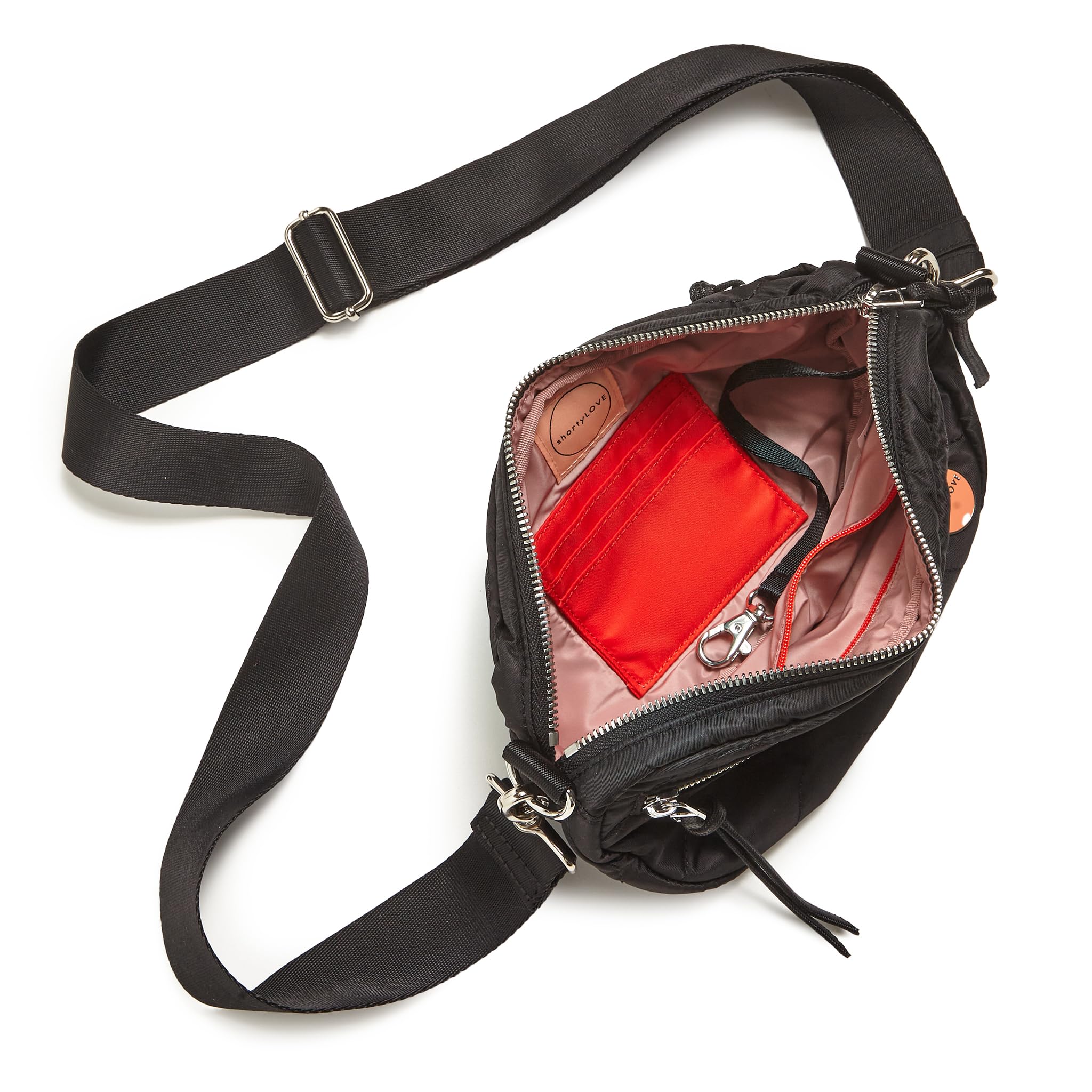 shortyLOVE Small Cruiser Wave Quilted Crossbody Bag - Womens Compact Travel Essential Sling-Purse with 55" adjustable strap
