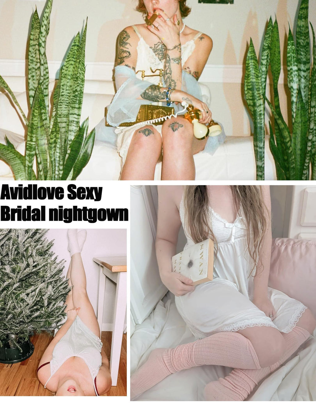 Avidlove Womens Teddy Lingerie Soft Bride Pajamas Honeymoon Lingerie Boudoir Outfit White
