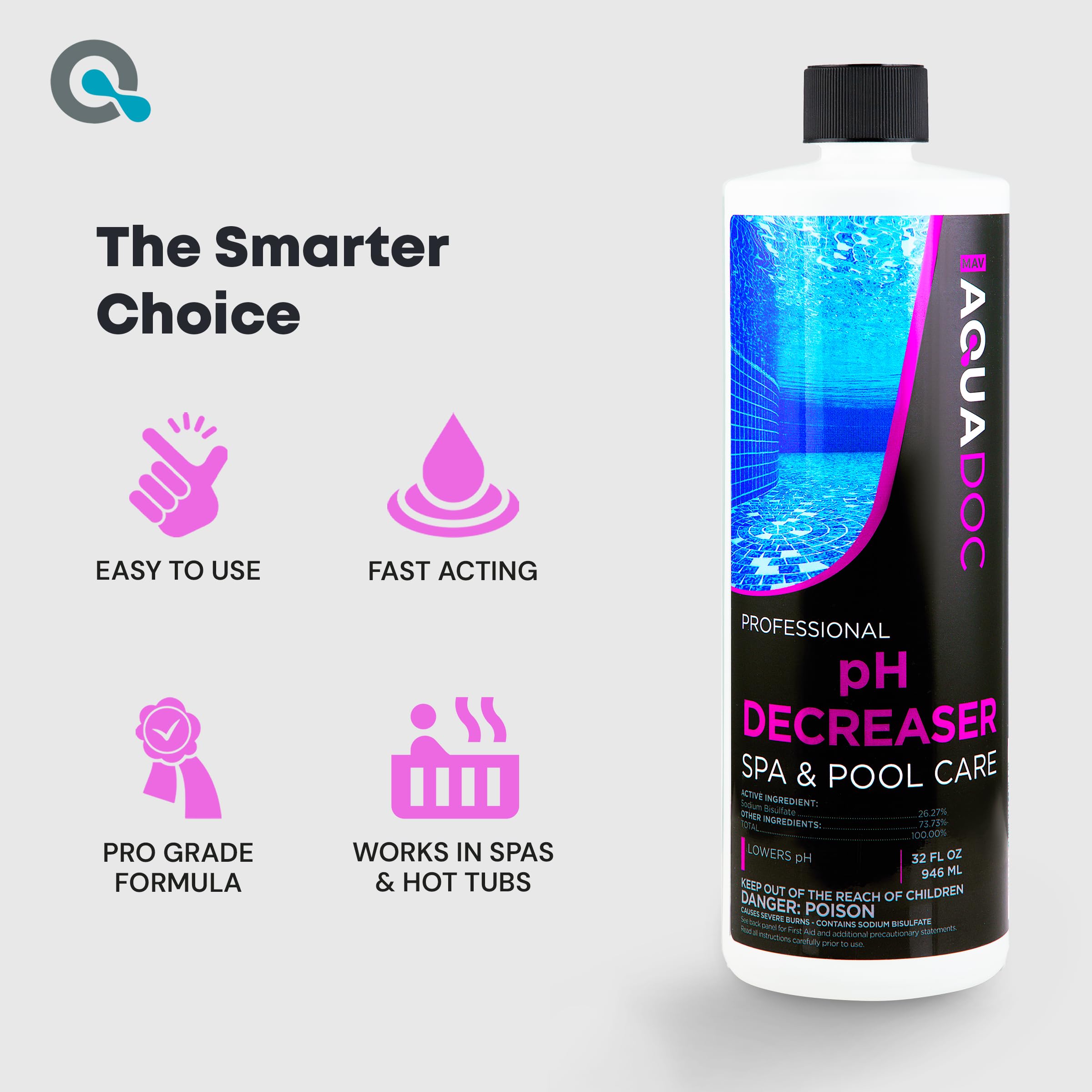 AquaDoc Spa pH Decreaser - Liquid pH Down for Hot Tubs, 32 oz (2 Pack)
