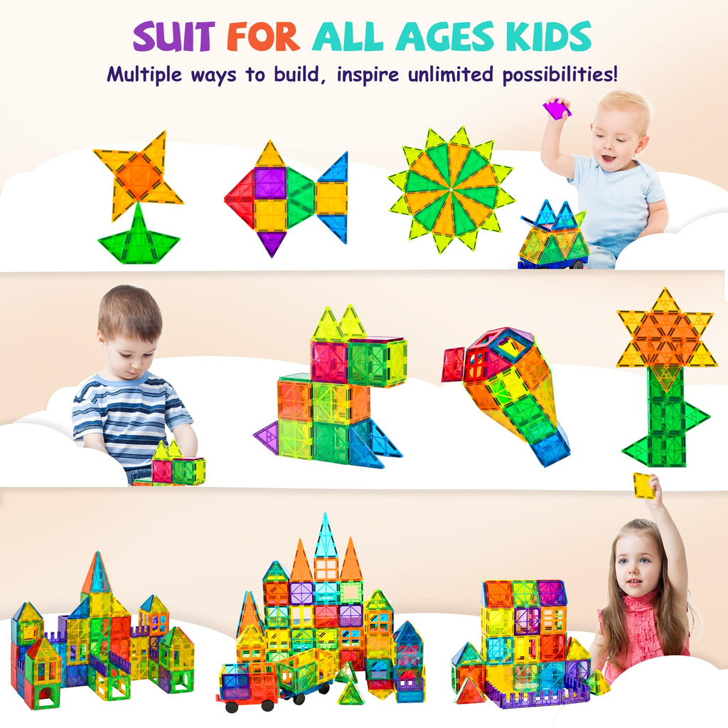 cossy 120Pcs Magnetic Tiles Magnetic 3D Building Blocks Set Educational Construction Toys for 3+ Year Old Kids with Stronger Magnets, Educational Toys, Recreational, Conventional