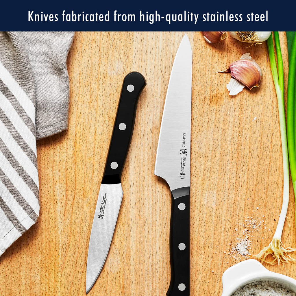 HENCKELS Solution Razor-Sharp 10-pc Knife Set, Chef Knife, Bread Knife, German Engineered Informed by 100+ Years of Mastery, Black/Stainless Steel