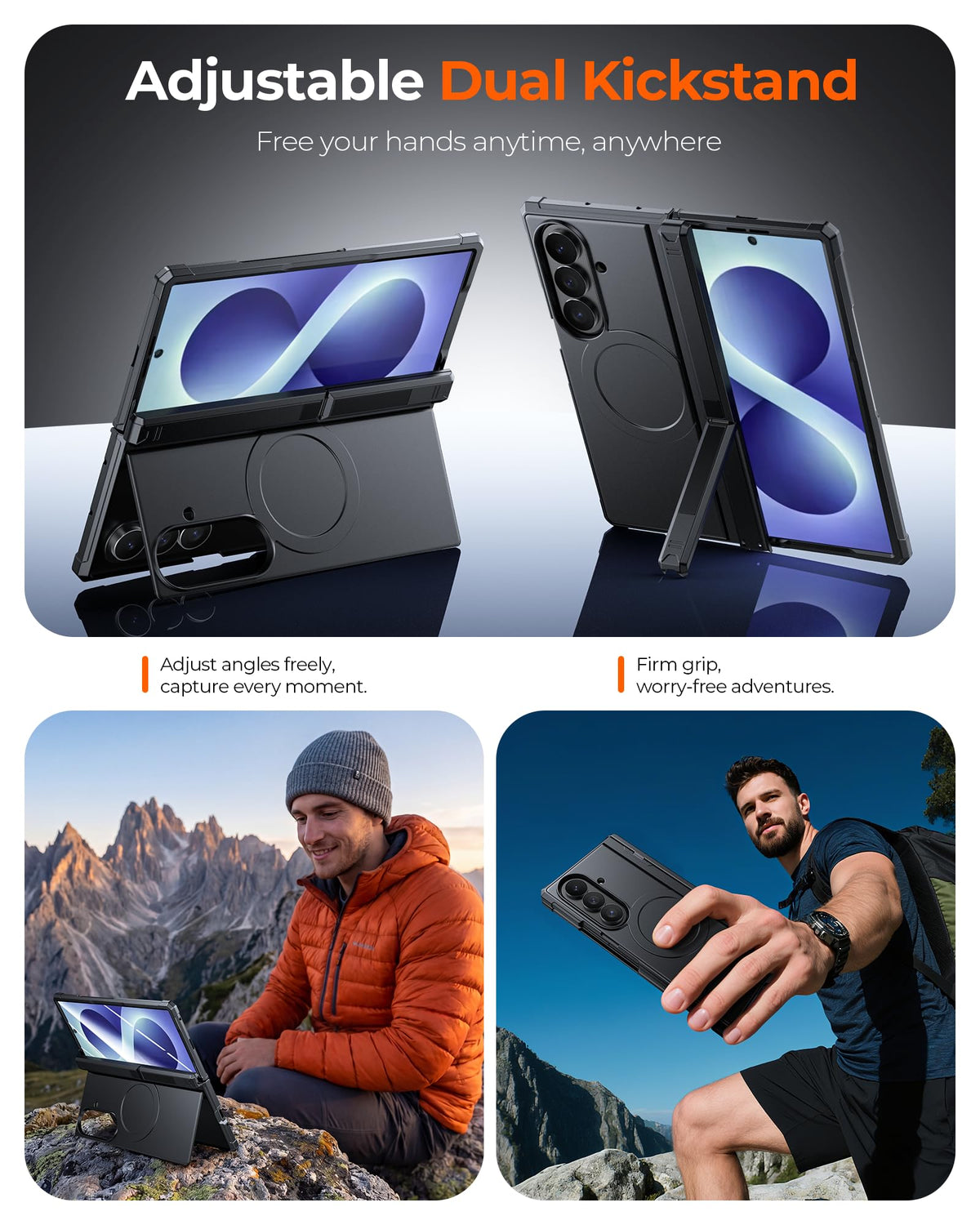 Kaiiecal for Samsung Galaxy Z Fold 8 Ultra Case [Fit for Magsafe] [Dual-Kickstand] [Hinge Protection & Screen Protector] Full Body Shockproof Phone Cover for Samsung Z Fold 8 Ultra 2026 5G, Black