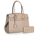 Designer Classic Top Handbags For women, Shoulder Purses For Ladies, Adjustable Strap Work Satchel with Wallet, GRAY