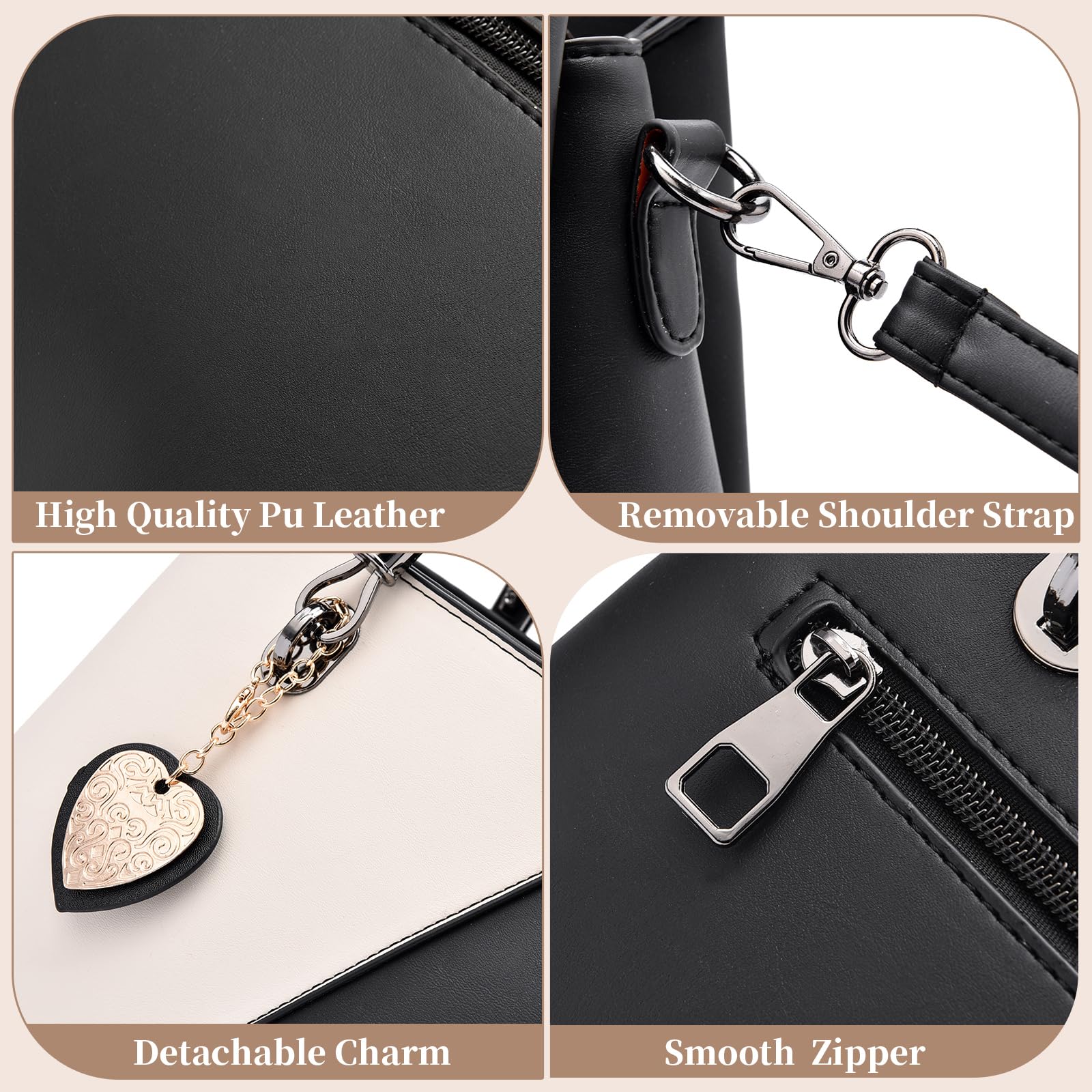 I IHAYNER Women PU Leather Purses and Handbags Top Handle Satchel Tote Shoulder Crossbody Initial Handbag for Ladies Black-S