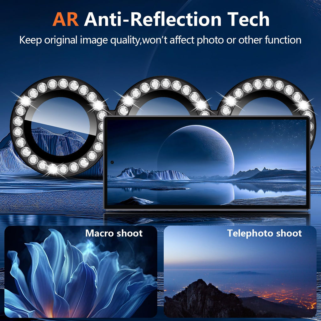 Avocase for Samsung Galaxy Z Fold 8 Ultra Camera Lens Protector, Individual Metal Ring Tempered Glass Lens Cover, [Strong Adsorption] Scratch Resistant Ultra-Thin HD Clear Lens Cover, 1 Set-Black Diamond