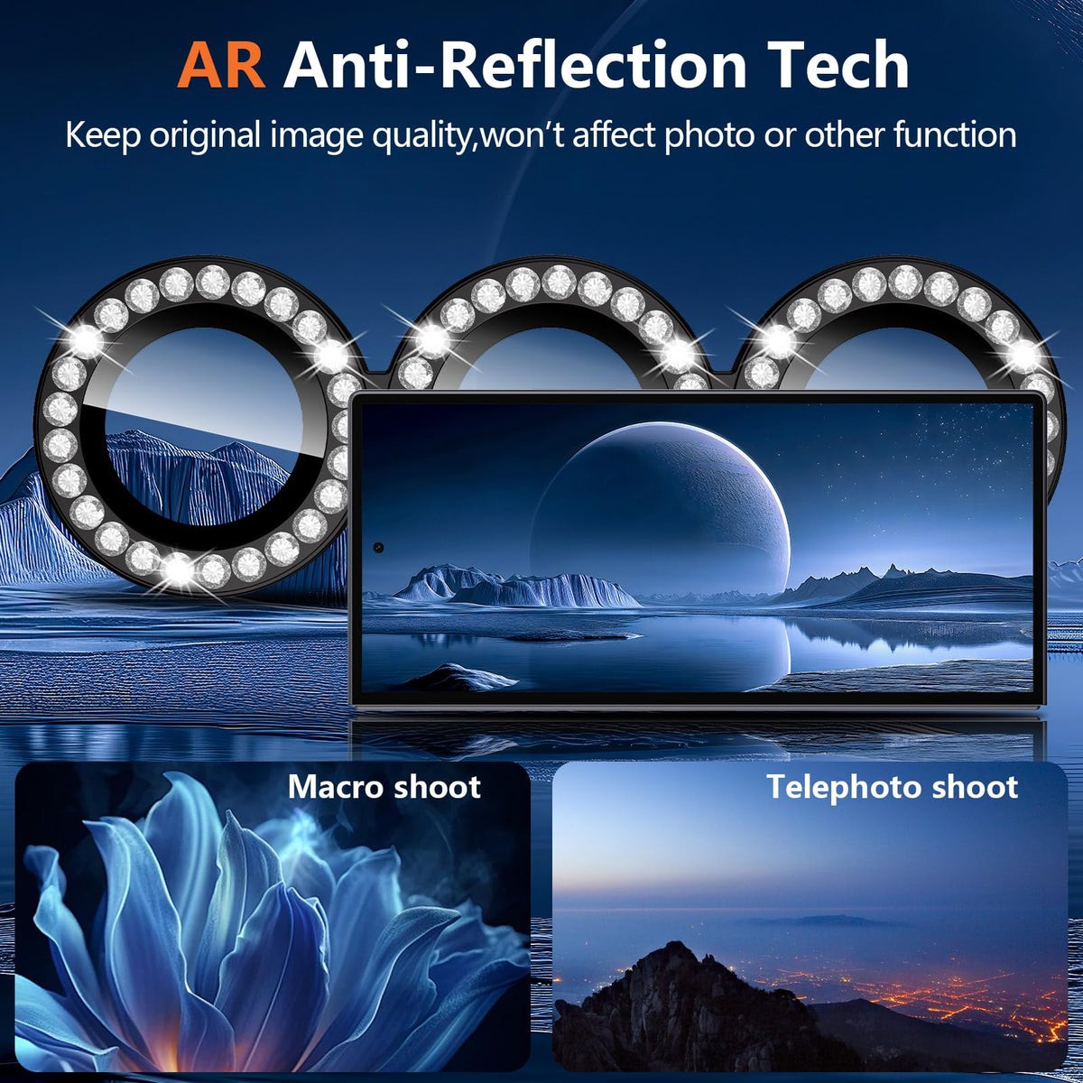 Avocase for Samsung Galaxy Z Fold 8 Ultra Camera Lens Protector, Individual Metal Ring Tempered Glass Lens Cover, [Strong Adsorption] Scratch Resistant Ultra-Thin HD Clear Lens Cover, 1 Set-Black Diamond