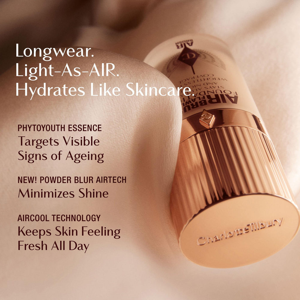 Charlotte Tilbury Airbrush Flawless Matte Foundation - Full Coverage Liquid Makeup with a Natural-Matte Finish - Smoothes & Blurs Pores - Waterproof & Transfer Resistant - 10 Cool