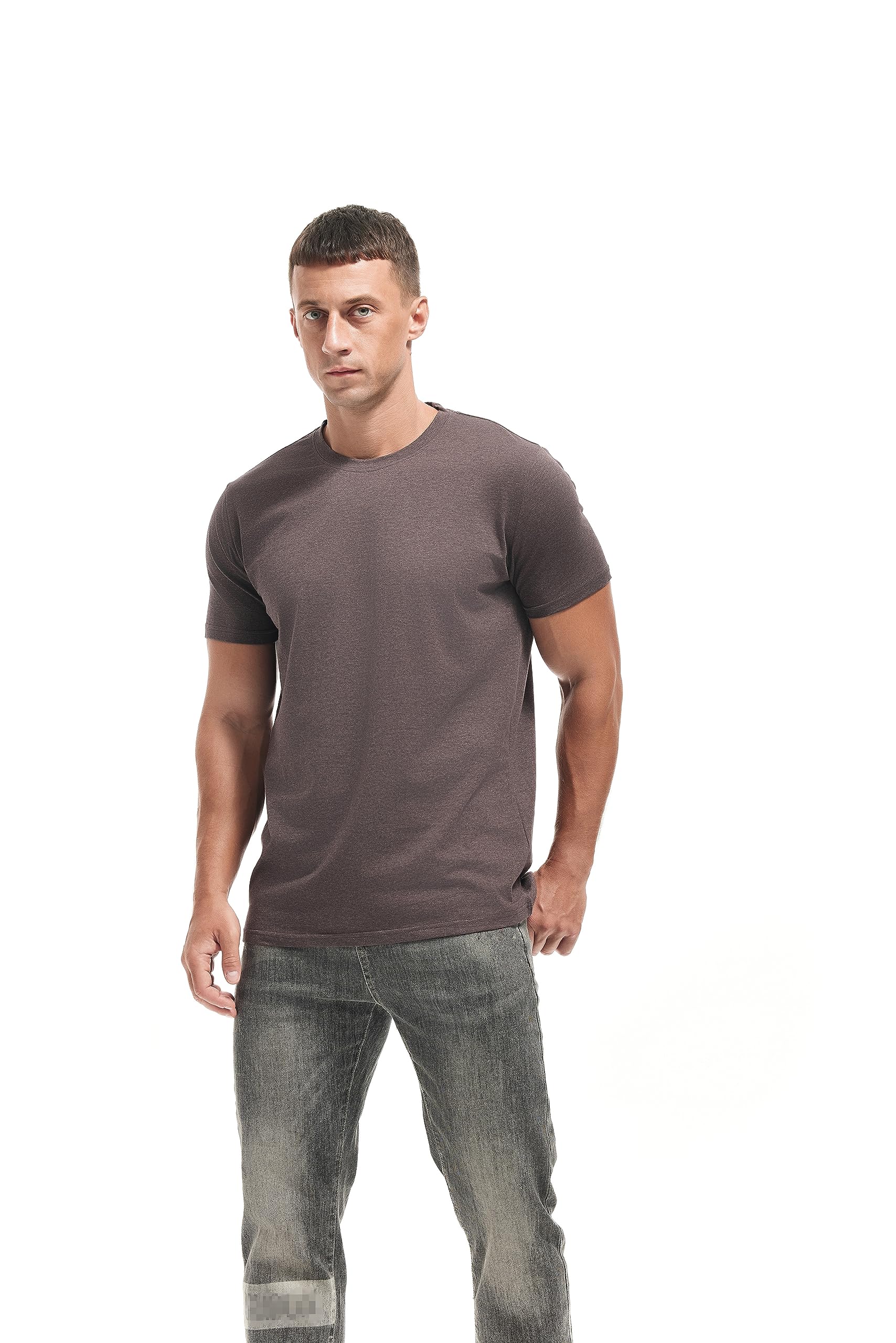 VEIISAR Crew Neck Tees Premium Men's T-Shirts - Soft and Fit Mens T-Shirt - Casual Stylish Tee for Men Brown S