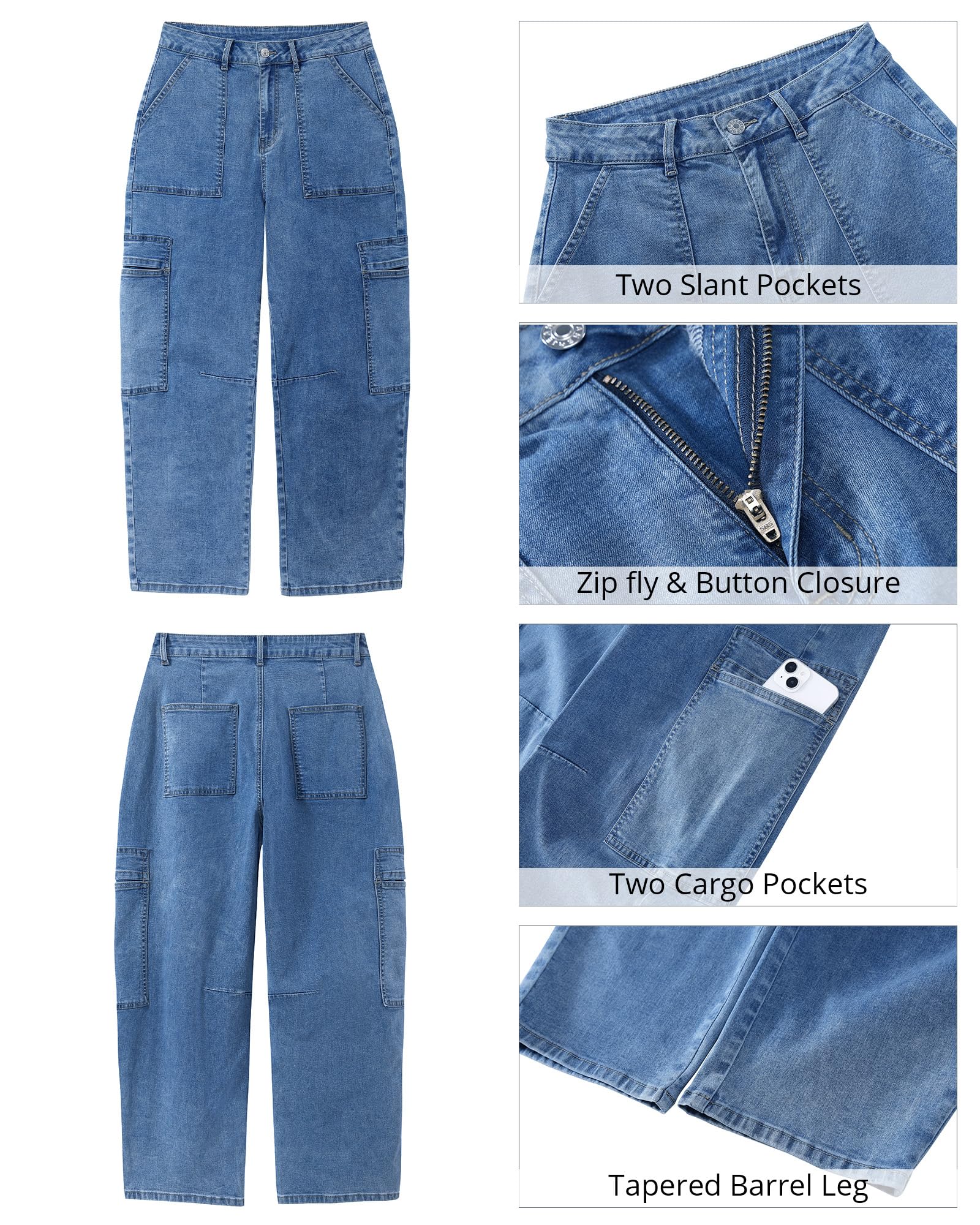 GRAPENT High Waisted Jeans for Women Womens High Waisted Jeans Wide Leg Cropped Jeans 2025 Womens Ankle Jeans Womens 90S Jeans Jeans for Women Color Fresh Blue Medium Size 8 to 10