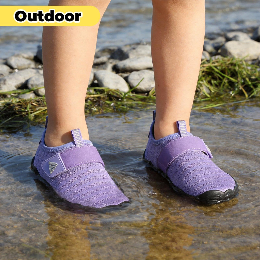 Mishansha Kids Water Shoes Quick-Dry Wide Toe Box Non-Slip Barefoot Shoes Beach Pool Swim Shoes Purple 2 Big Kid