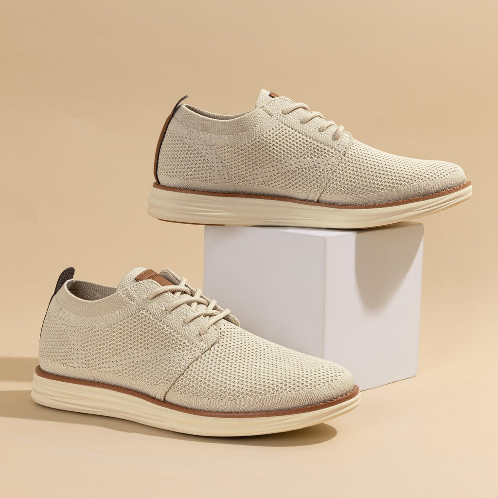 Bruno Marc Men's KnitFlex Breeze Mesh Sneakers Oxfords Lace-Up Lightweight Casual Walking Shoes,Size 10.5,Apricot,GRAND-01