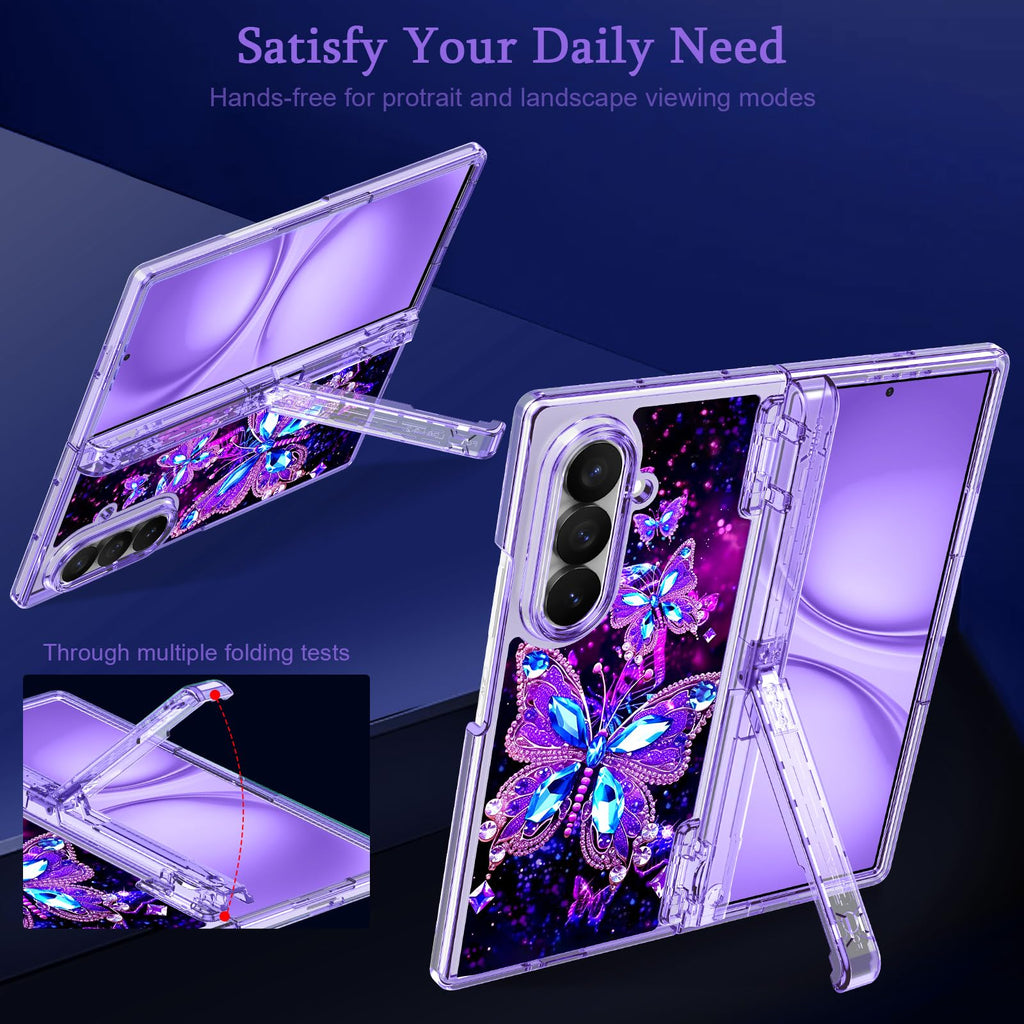 Miqala for Galaxy Z Fold 8 Ultra Case,[Glow in The Dark][Compatible with Magsafe][Hidden Stand][Built-in Screen Protector][Hinge Protection] Slim Case for Samsung Galaxy Z Fold 8 Ultra,Butterfly