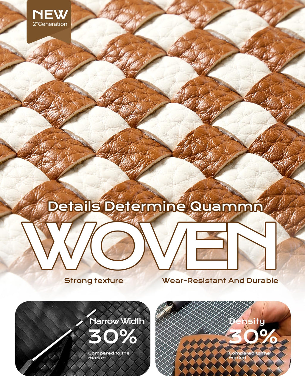 Trendy Woven Checkered Crossbody Bum Bag for Women，PU Leather Checkered Purse Fanny Packs Belt Bag (Woven Bum Bag - Brown White)
