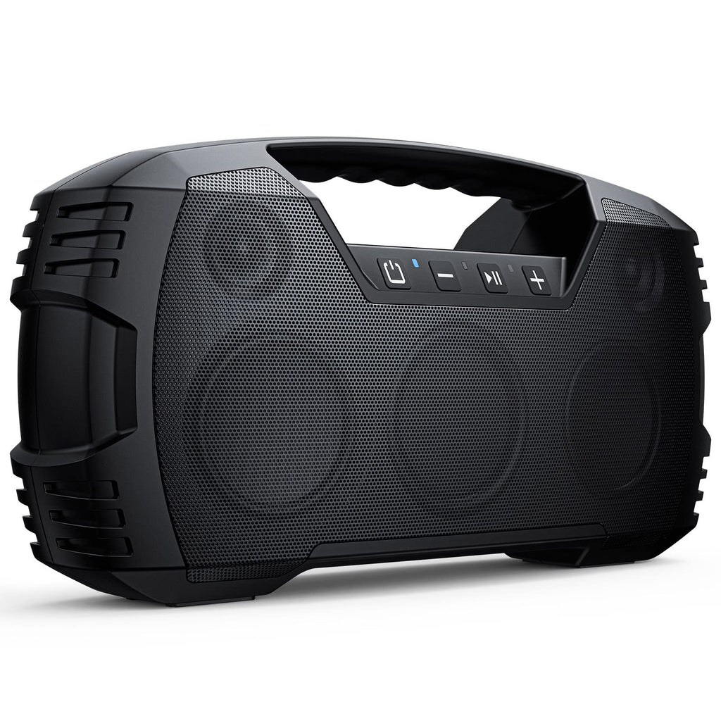 IPX7 Waterproof Outdoor Bluetooth Speaker, Wireless, 90W(Peak), 32H Playtime, Floating Design, Deep Bass & Loud Stereo Sound, Portable with Handle, Rugged for Pool, Beach, Kayaking, Hiking, Black