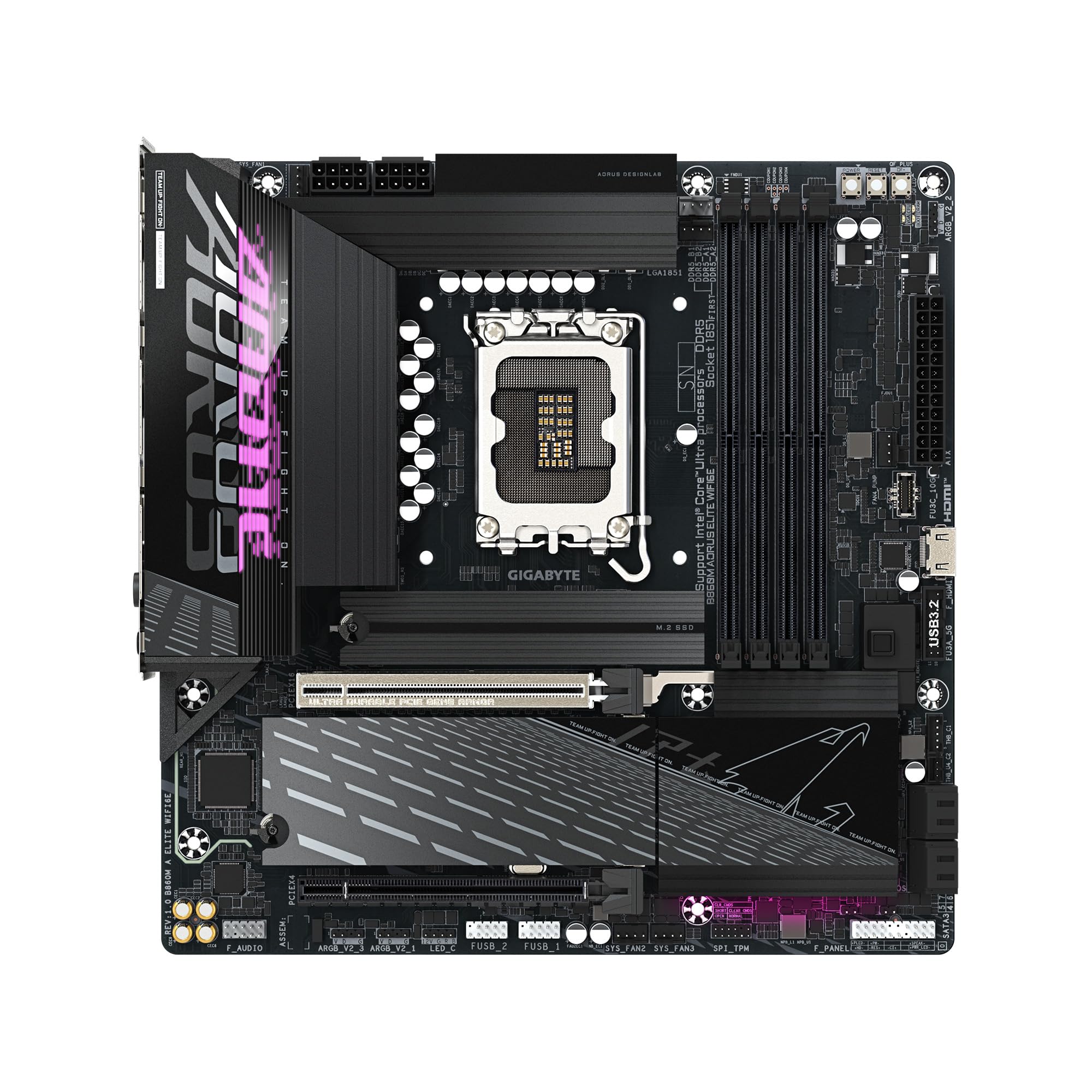 GIGABYTE B860M AORUS Elite WIFI6E Intel Core Ultra (Series 2) LGA 1851 Motherboard, mATX, DDR5, 3X M.2, PCIe 5.0, USB-C, WIFI6E, 2.5GbE LAN, EZ-Latch