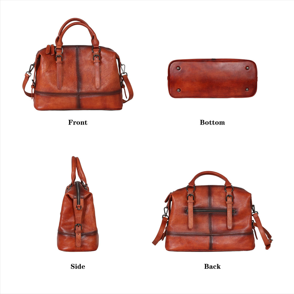 HESHE Leather Tote Bag Shoulder Purses for Women Satchel Handbags(Brown)